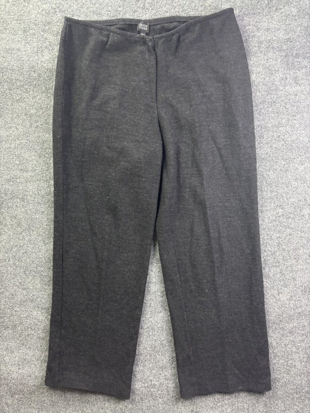 Eileen Fisher Crop Pants Womens‎ XL Gray Knit Relaxed Fit Zip Front Workwear